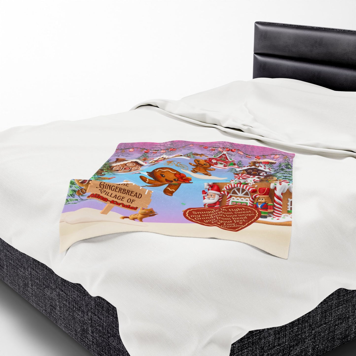 Gingerbread Village Christmas Blanket for Girl from Grandma