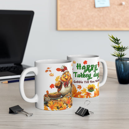 Ceramic Mug 11 oz , 15 oz Sizes - Gobble Till You Wobble Design, Funny message For your Loved ones Gift for Parents - lets give it a whirl