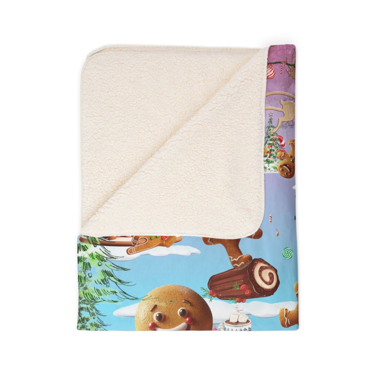 Sherpa Blanket - Funny Gingerbreads Village Christmas Blanket for Son