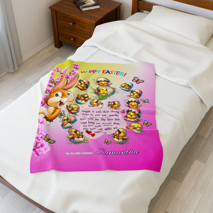 Personalized Easter Blanket for Kids - Pink Chicks My Little Treasure