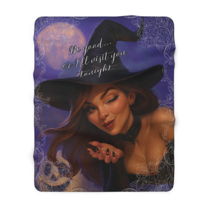 Halloween Witch Sherpa Blanket - Funny Message Fleece Throw