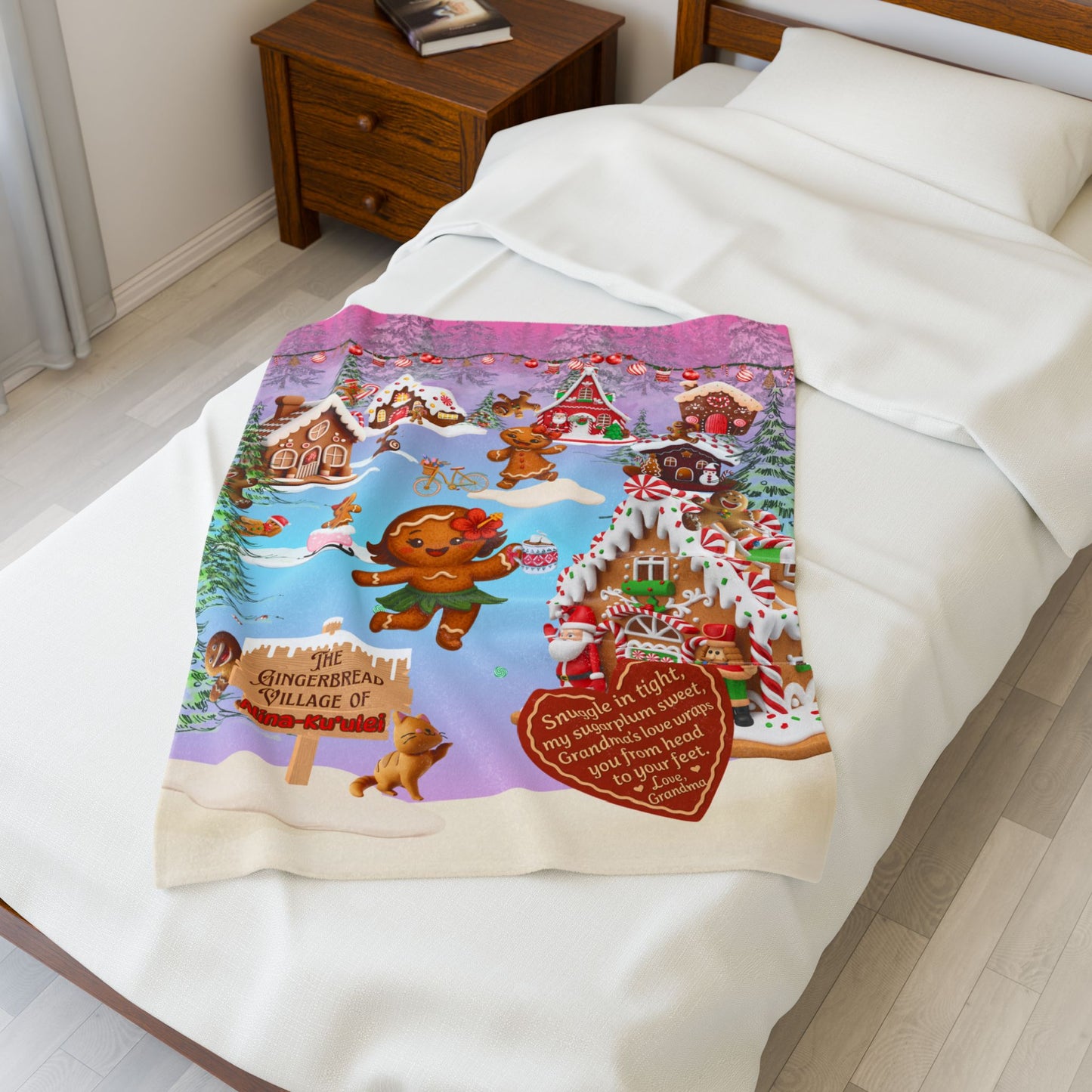 Gingerbread Village Christmas Blanket for Girl from Grandma