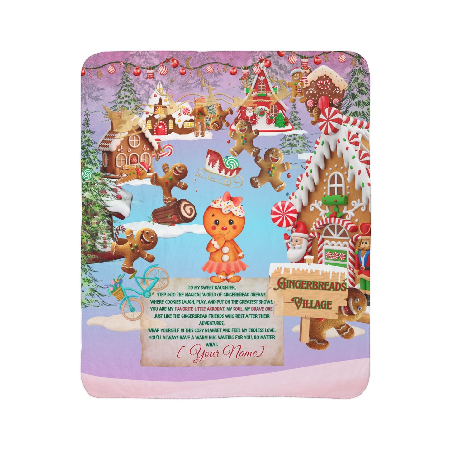 Sherpa Blanket - Funny Gingerbread Acrobats - To My Sweet Daughter