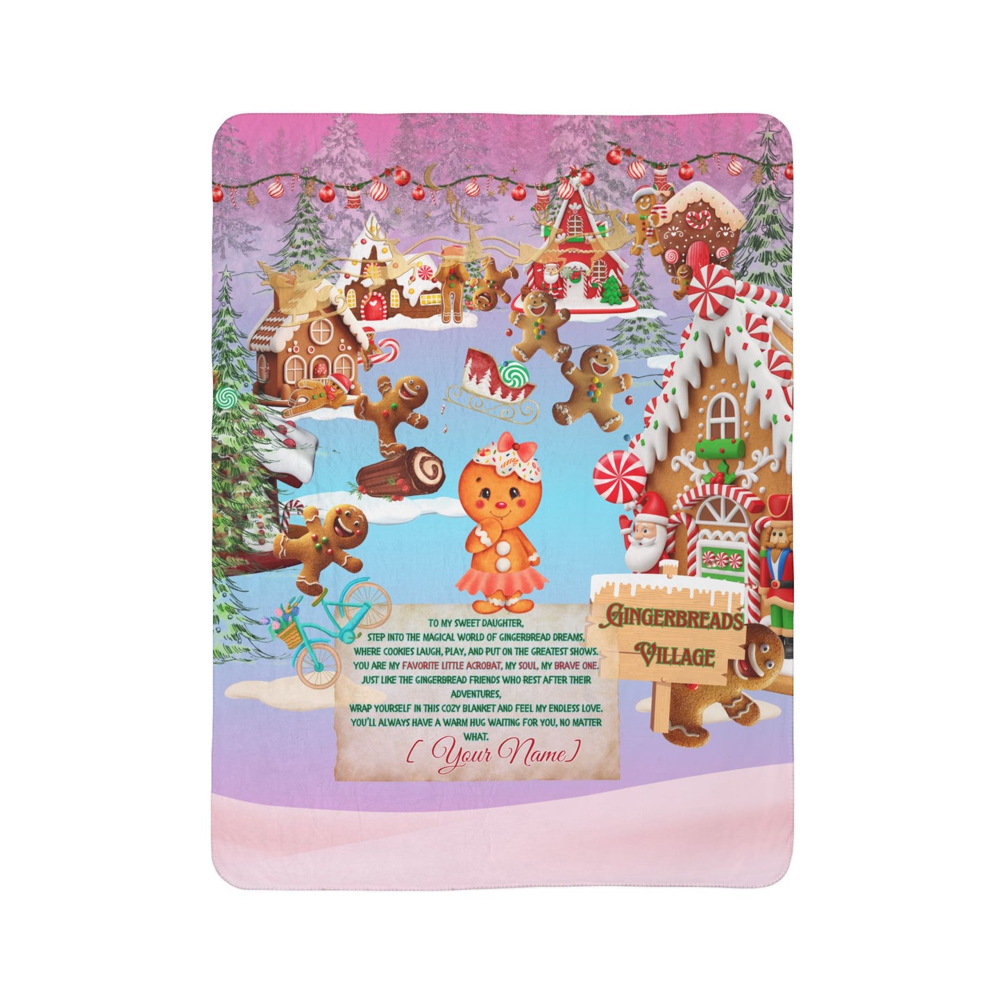 Sherpa Blanket - Funny Gingerbread Acrobats - To My Sweet Daughter