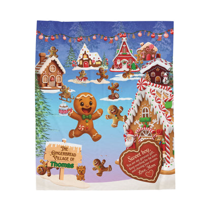 Personalized Gingerbread Christmas Blanket for Boys from Mom