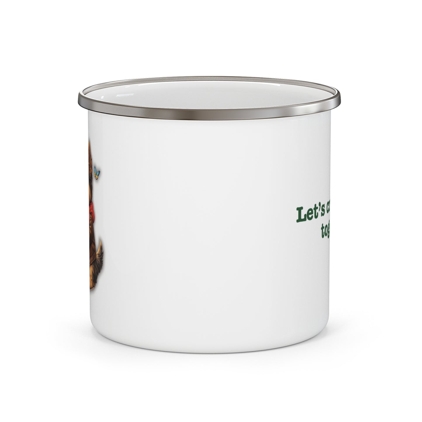 Antonio’s "Let’s Crack Eggs Together" Enamel Campfire Mug – Easter & Family Breakfast Edition