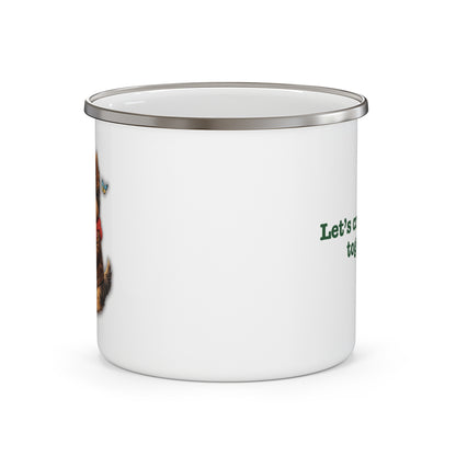 Antonio’s "Let’s Crack Eggs Together" Enamel Campfire Mug – Easter & Family Breakfast Edition