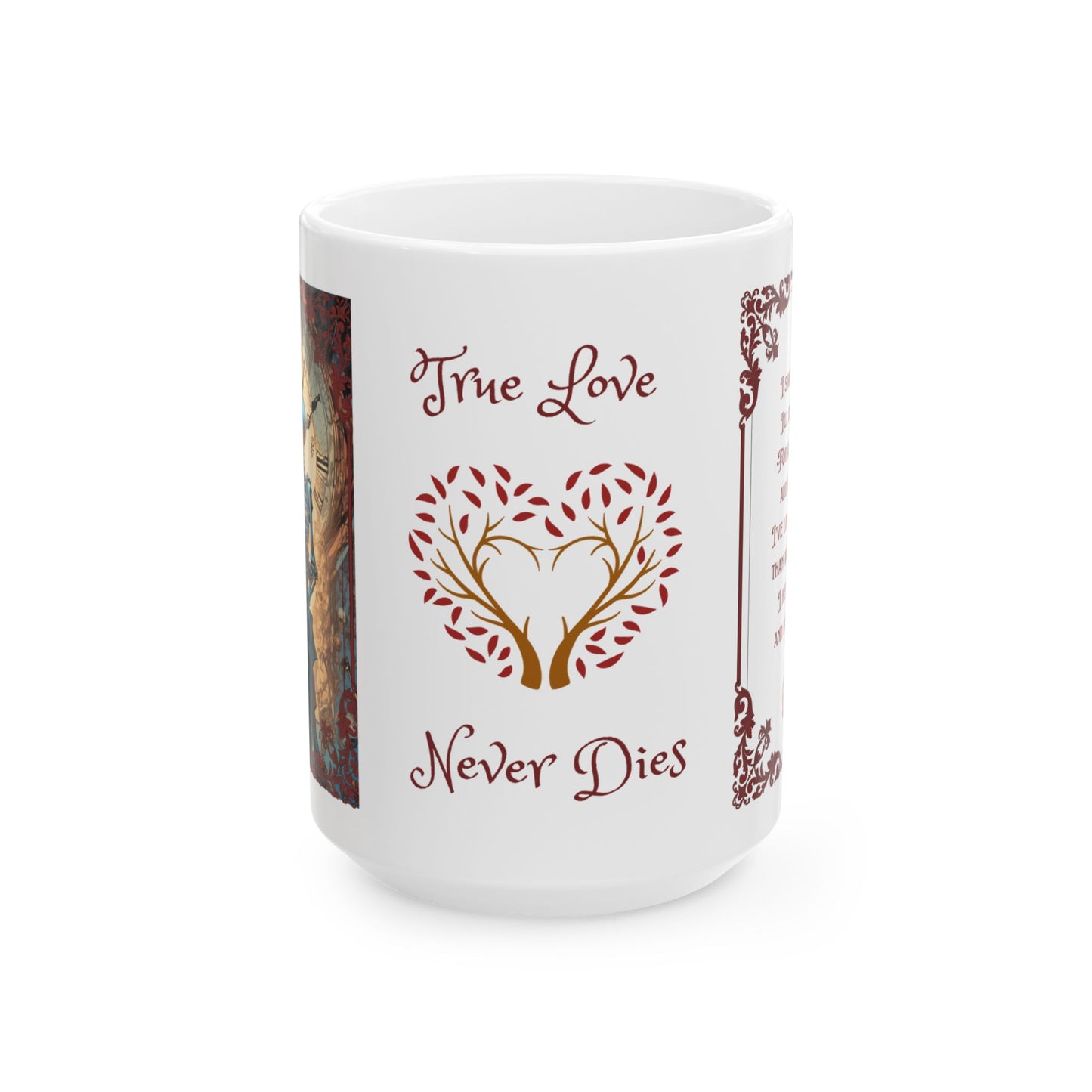 Skeleton Love Ceramic Mug - 'True love never dies' 11oz/15oz