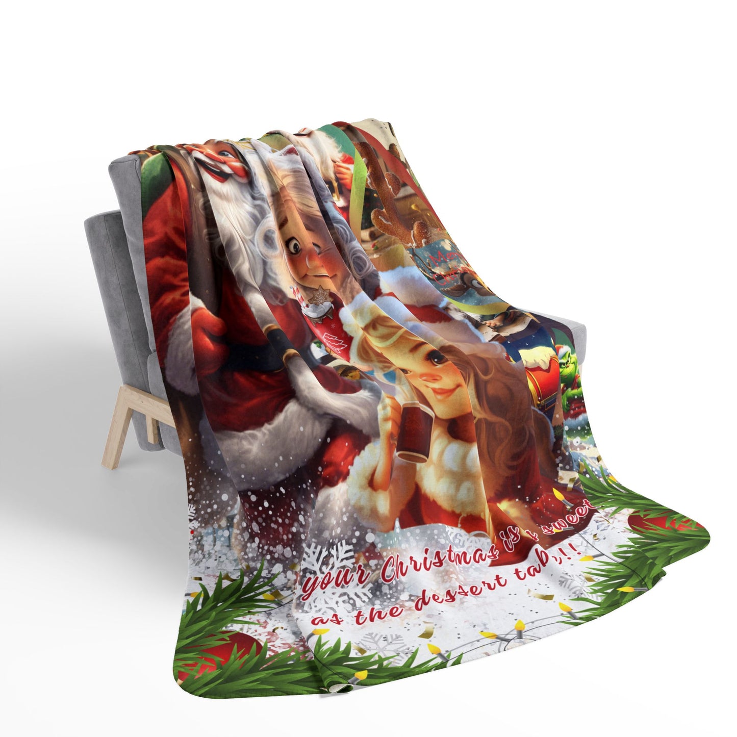 Sherpa Blanket Two sizes: 50"x60", 60"x80" - Funny Santa Design Fleece Blanket For Christmas