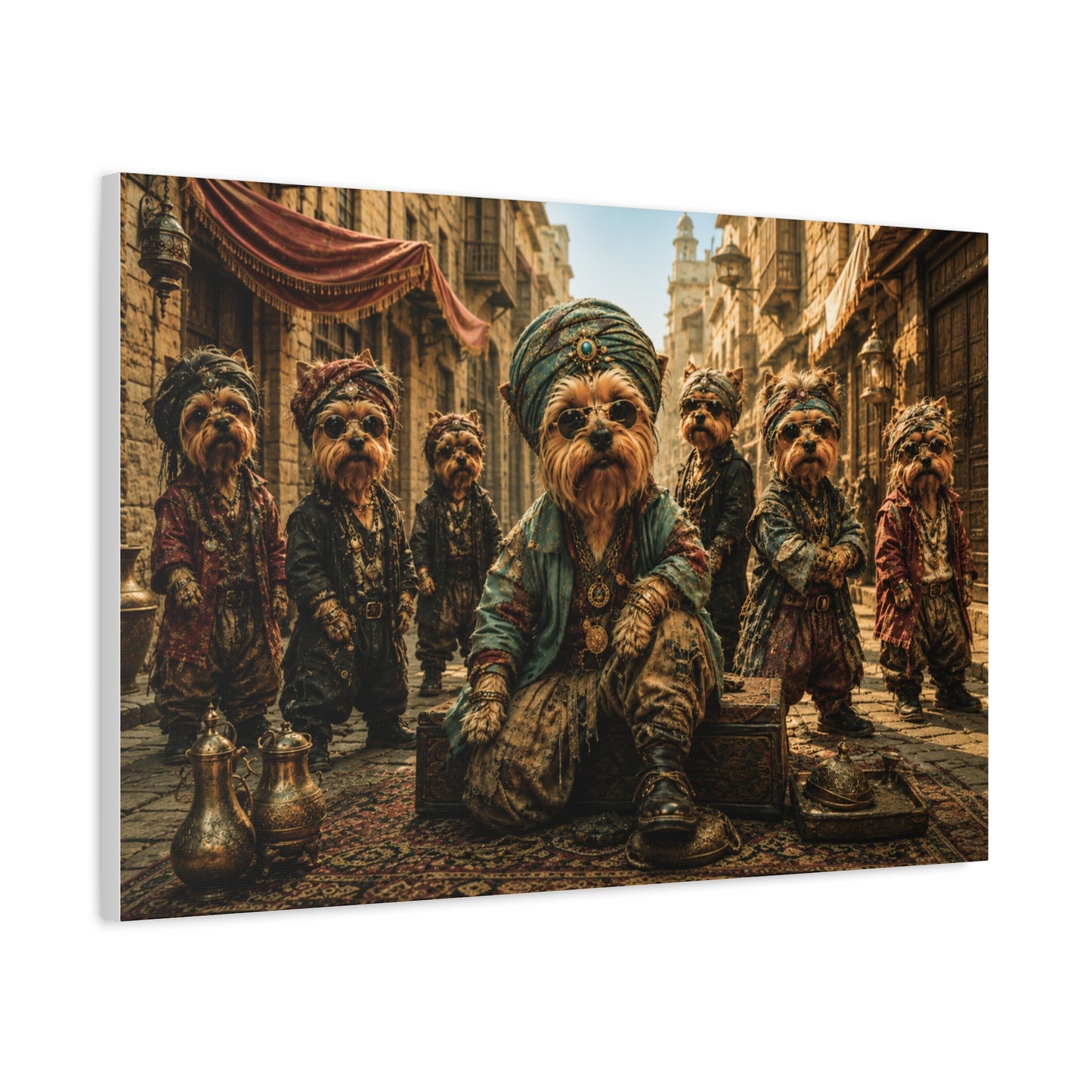 Dogs Life Ottoman Street Kings l Yorkie Canvas Wall Art Luxury Dog Decor