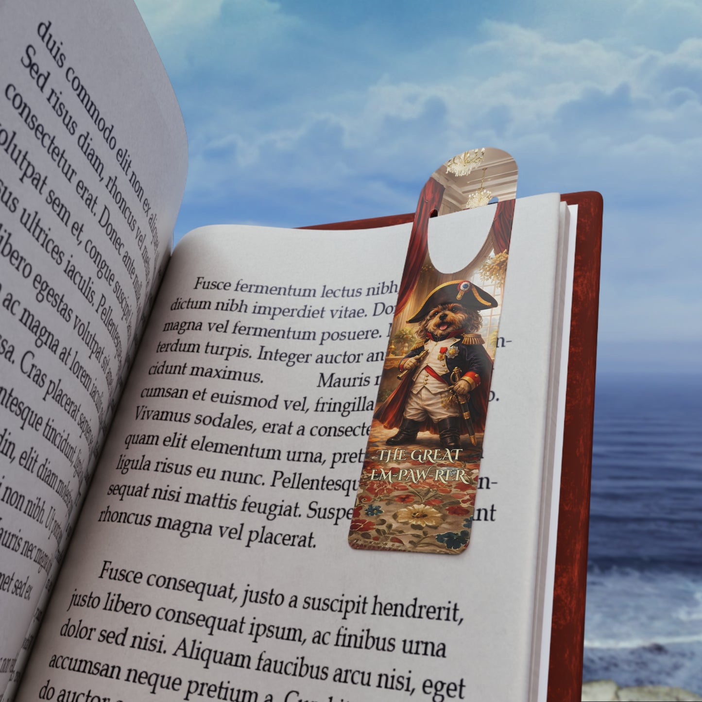 Yorkie Emperor Aluminum Bookmark — Em-paw-rer Whimsical Antonio the Yorkie