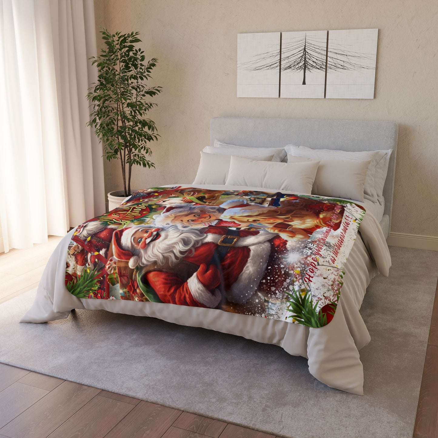 Funny Santa Sherpa Blanket 50x60/60x80 - Cozy Christmas Throw