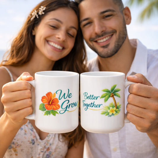 Valentine's Mug Set for Couples - We Grow Better Together (2 Mugs)