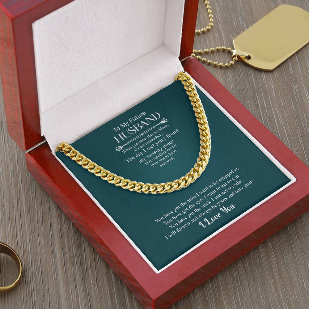 Engagement gift for fiancé – bold necklace with romantic message from future wife


